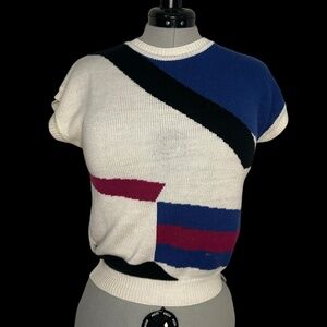 Vintage Devon Multicolored Geometric Colorblock Sweater Vest Size S